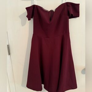 Maroon Off The Shoulder Dress